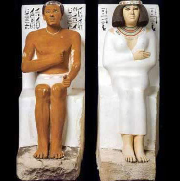 Statues of Rahotep and Nofret from their Mastaba at Medum