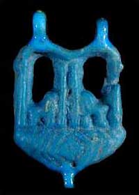 Faience amulet in the shape of the hieroglyphic sign for 