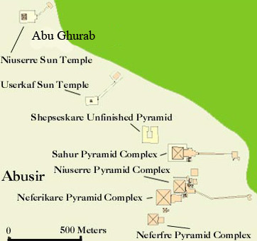 Map of the Sun Temples at Abu Ghauob in Egypt
