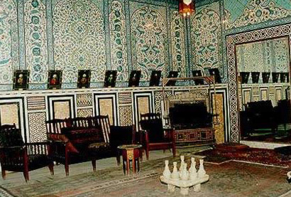 The mirror hall in the residence palace with decorations on the walls