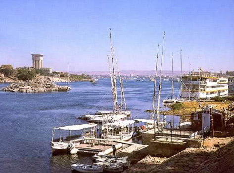 Boats Along the Nile at Aswan