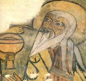 Closeup of Abraham receiving communion from Melchizedek