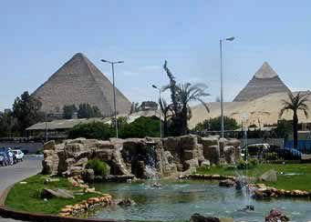 View of Pyramids from the Mena House Hotel