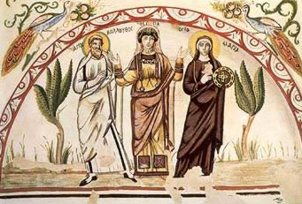 Theodosia flanked by St. Colluthus and St. Mary
