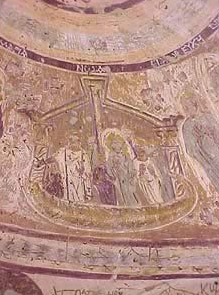 A painting from the copula in the Chapel of Peace at Bagawat - Noah's ark