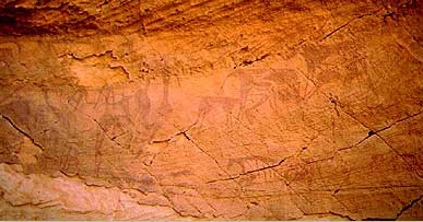 Rock art in the first cave at Wadi Sura