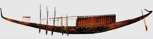 A side view of Khufu's famous boat at Giza