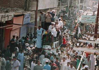 The crowd of the procession of the Moulid of al-Haggag in Luxor