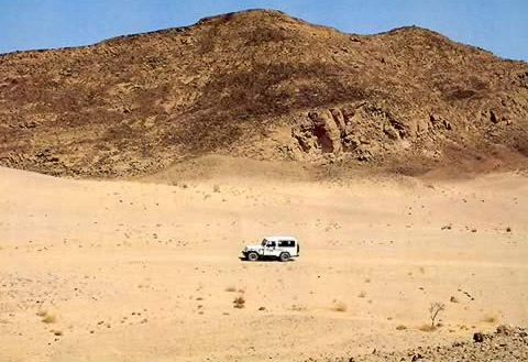 Lonely Jeep in the Vast Sinia