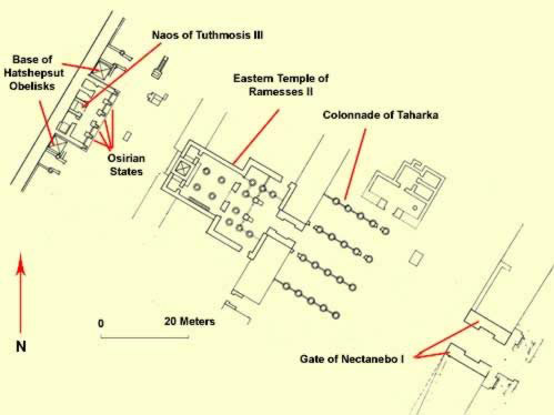 Ground plan of the eastern region of the Temple of Amun at Karnak