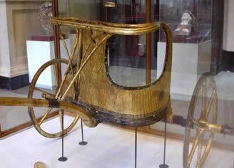 A chariot removed and reassembled from the tomb of Tutankhamun