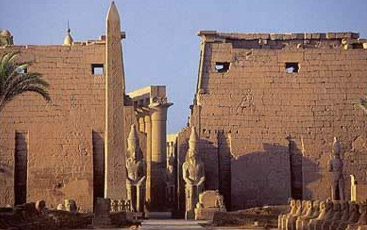 Another view of the Ramesses Pylons with the Obelisk and statues