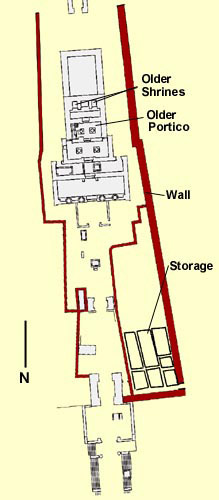 The overall ground plan of the main temple with Ptolomaic additions