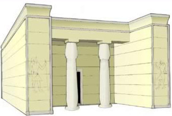 Drawing of the oldest part of the temple dedicated to Renenutet at old Narmouthis