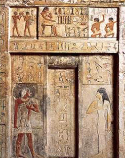 An example of one of the false doors in the tomb of Nefer