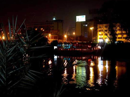 Photograph from Zamalek of the Nile at night