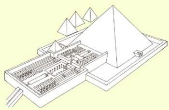 A drawing of the layout of The Pyramid complex of Pepi I at South Saqqara in Egypt