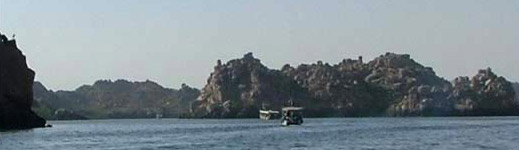 Tourist Boats on their way to visit the Temples of Philae in Egypt