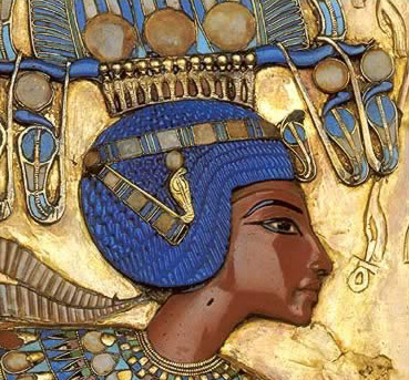 Tutankhamun from the  back of his gold throne