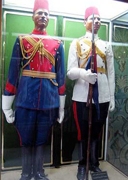 Uniforms of Egyptian soldiers, probably during the late 1800s or early 1900s